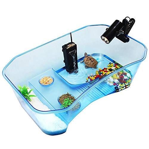 Turtle Tank with Multi-Function Areas, Easy Assembly, Ideal for Small M, Blue 