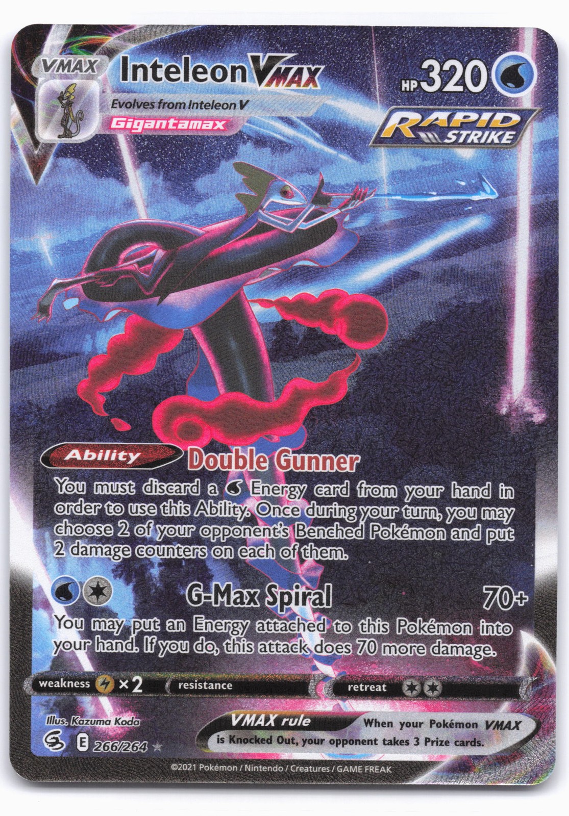 SWSH08: Fusion Strike #266/264 Inteleon VMAX (Alternate Art Secret)