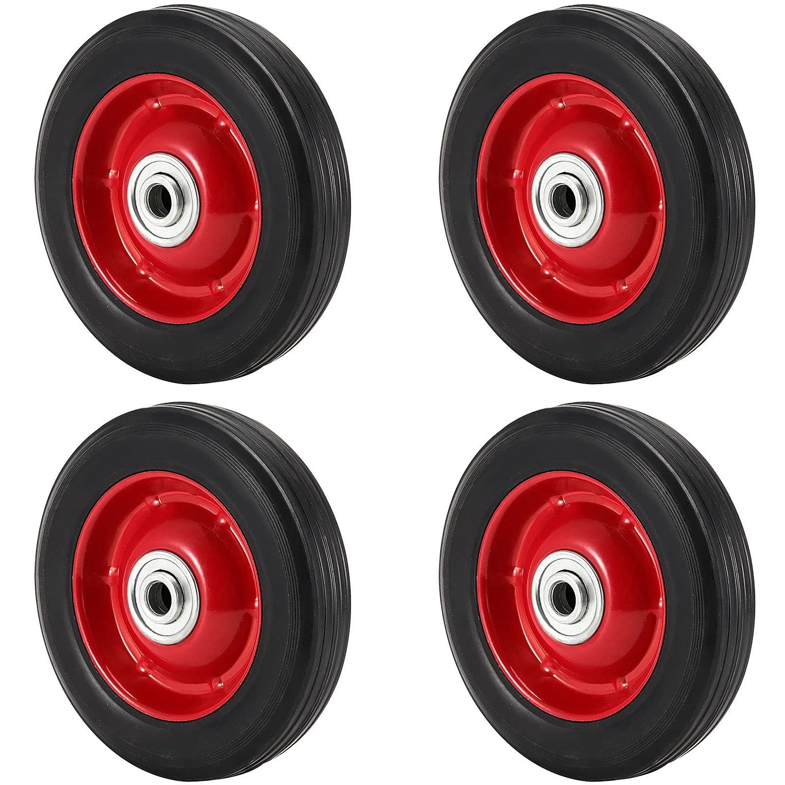 MAHIONG 4 Pack 6 x 1.5 Inch Solid Rubber Wheels, 1/2 4 PCS x Inch, Red 