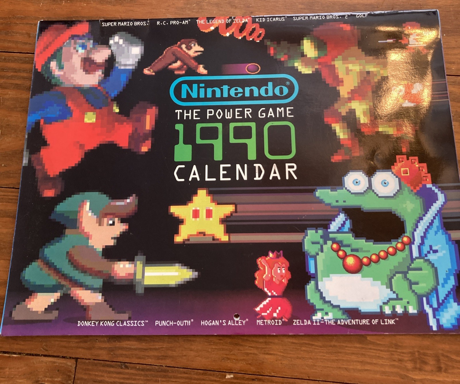 Vintage 1990 Nintendo Power The Power Game Calendar Zelda Mario Donkey Kong More