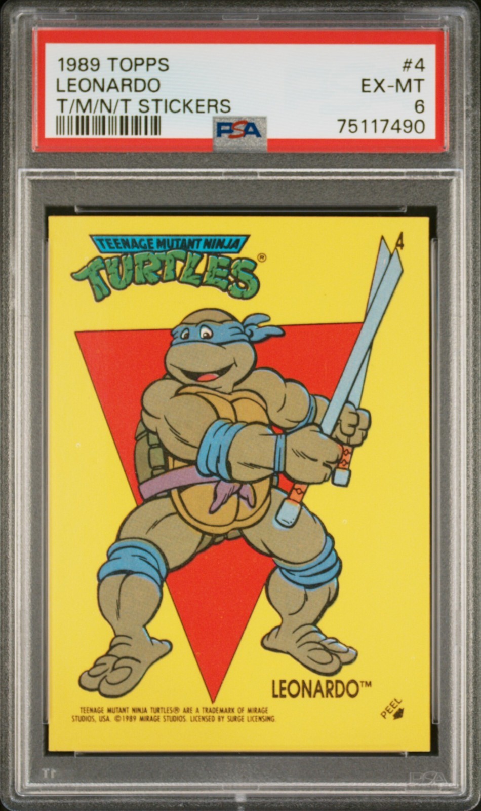 1989 TOPPS TEENAGE MUTANT NINJA TURTLES STICKERS #4 LEONARDO T/M/N/T STICKERS...