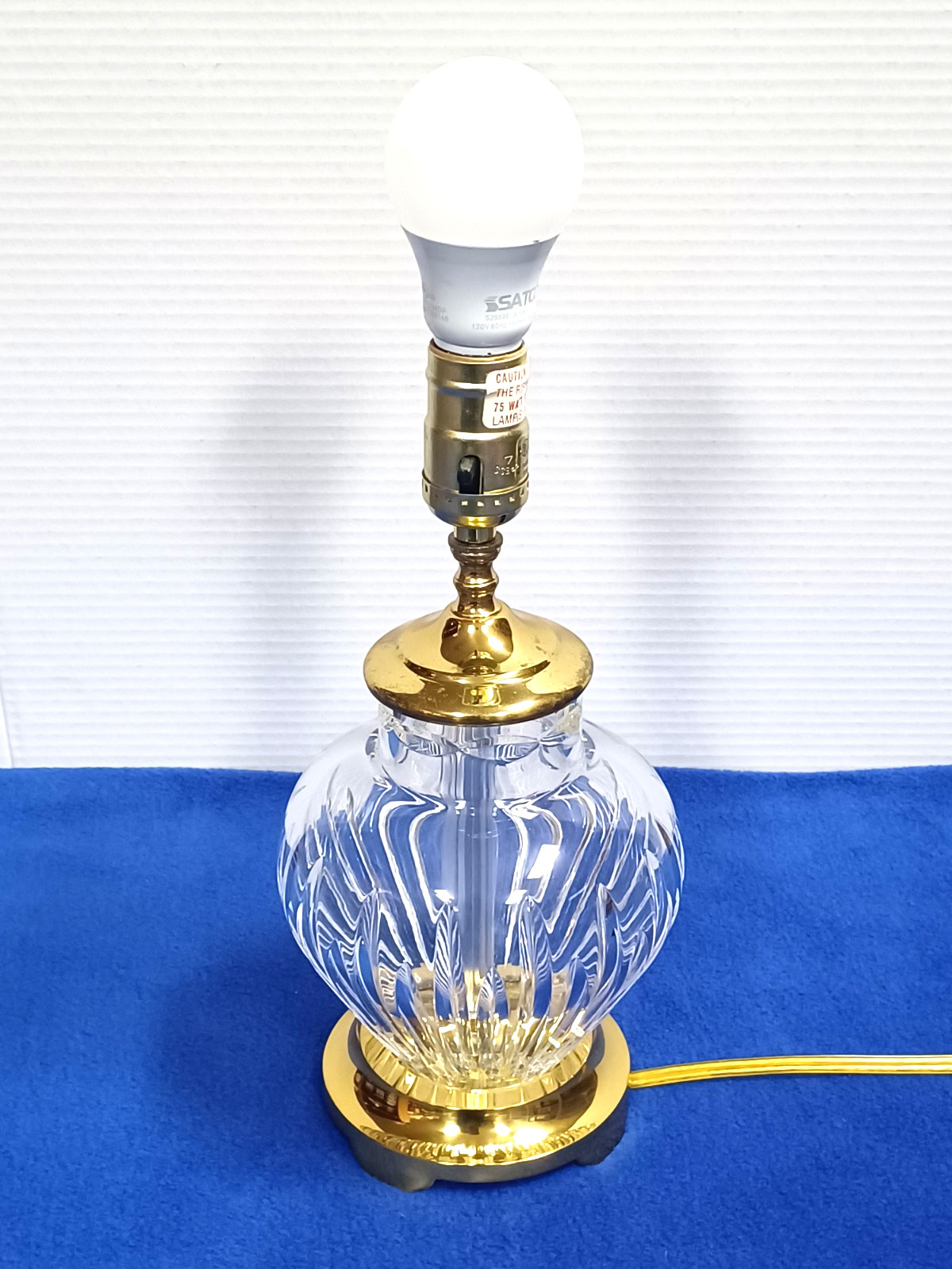 Waterford Crystal Carina Table Lamp 12" Electric Base Blown Glass Irish Cut