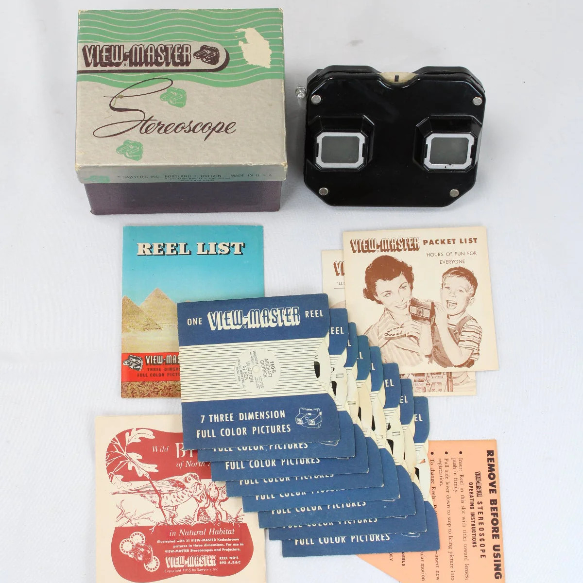 Late 1940's Sawyer's View-Master Stereoscope with Box, Reels and Packet List