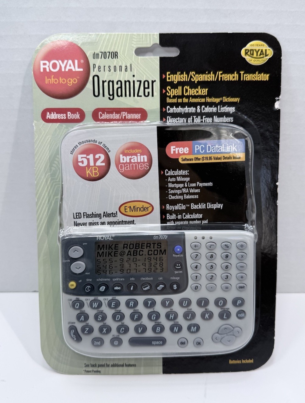 Royal dm7070R Personal Organizer 512KB Translator Calculator NEW Sealed Vintage
