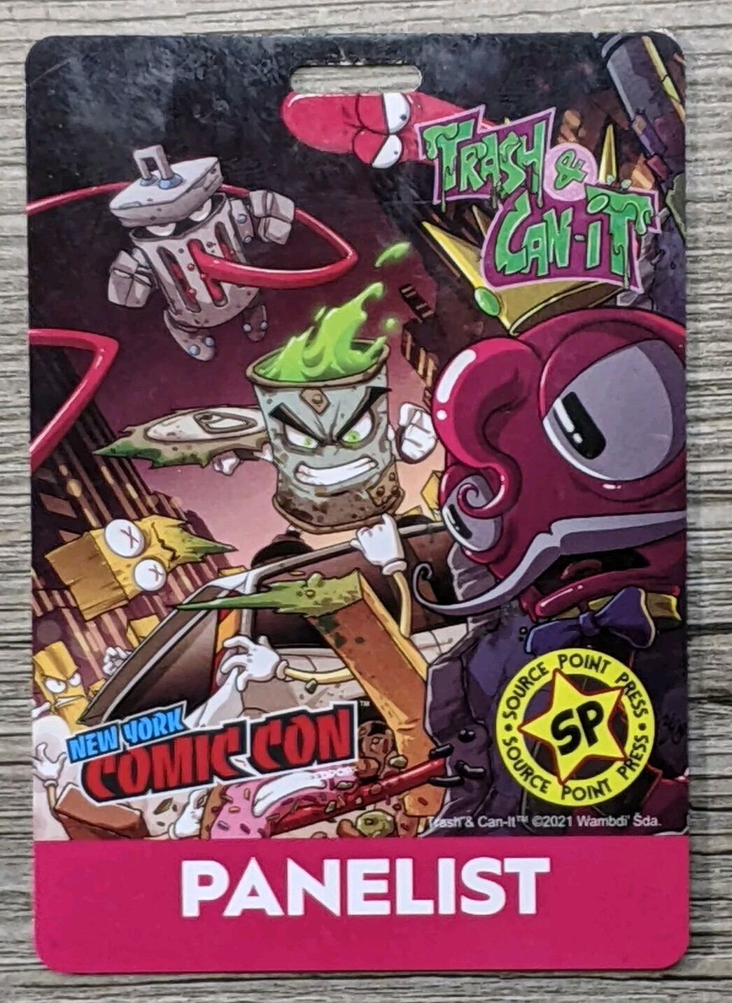 NYCC 2021 New York Comic Con Trash & Can-It on Panelist Badge