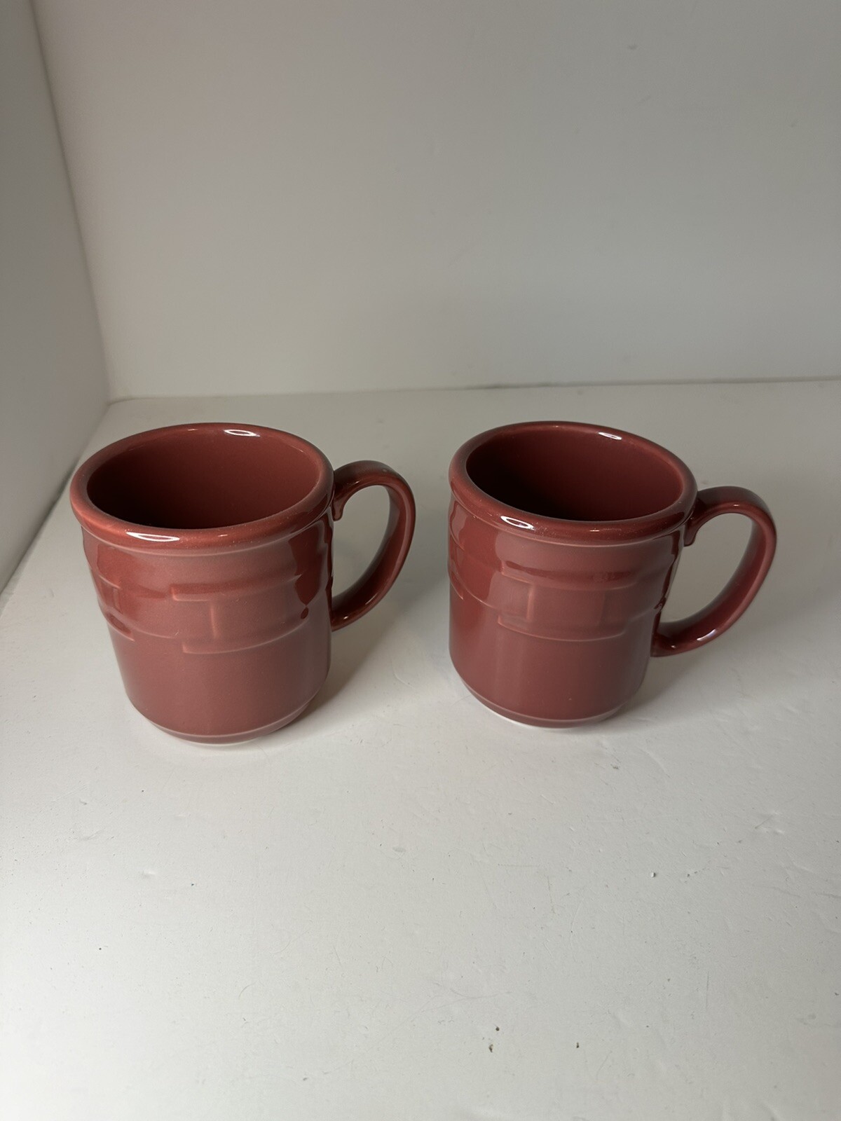 Longaberger Woven Traditions Pottery Paprika Coffee Mugs - Set Of 2