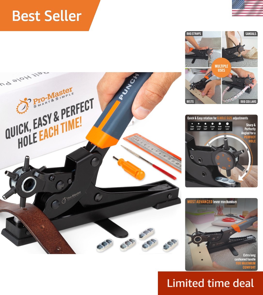Desktop Leather Belt Hole Puncher Tool - Easier to Use Tabletop Design for Wa...