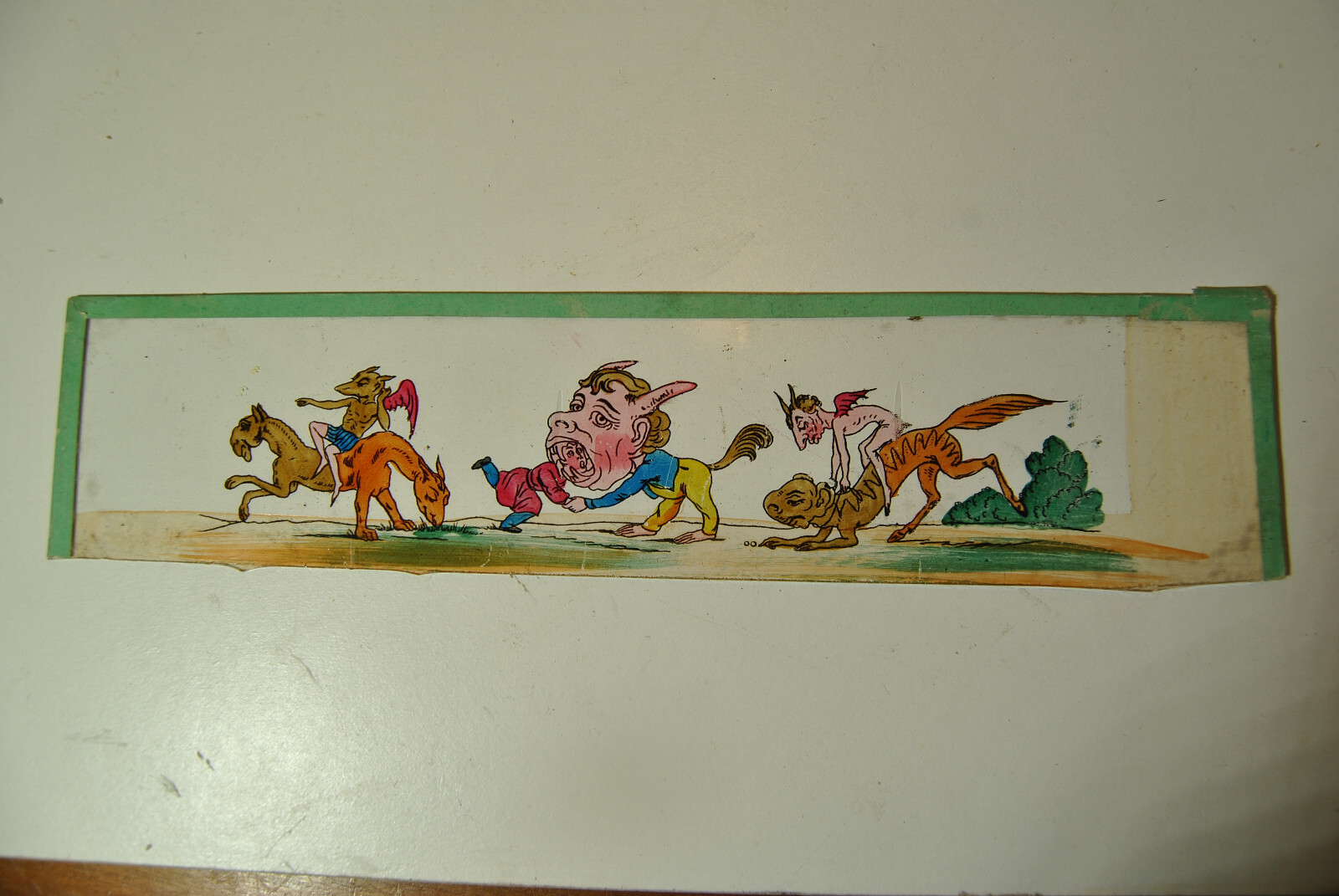 Lot Of 9 Antique Glass Magic Lantern Plates 19th Century XIX Caricature Plate