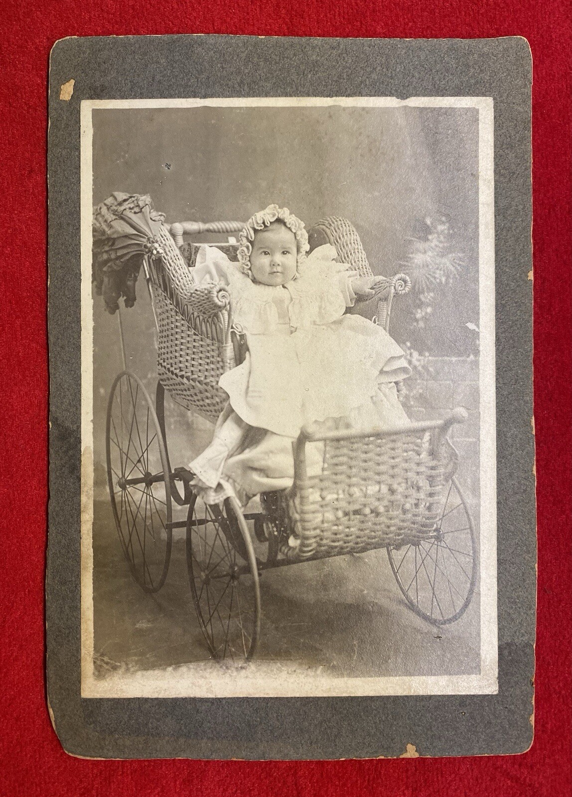 1880-1890c **BABY IN BABY STROLLER** {{VICTORIAN ERA}} CABINET CARD PHOTOGRAPH!