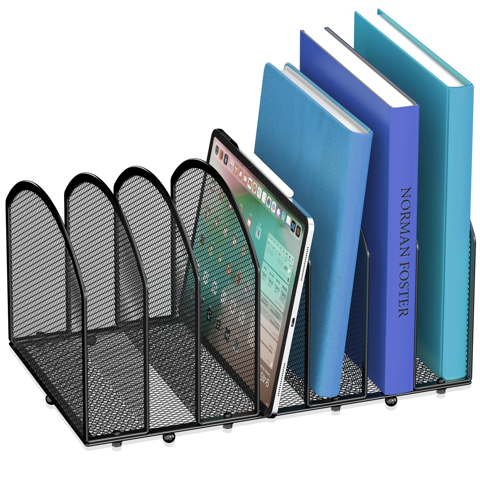 Gawerk 7-Section Desk File Organizer, Mesh Desktop Organizer 1 Pack, Black 