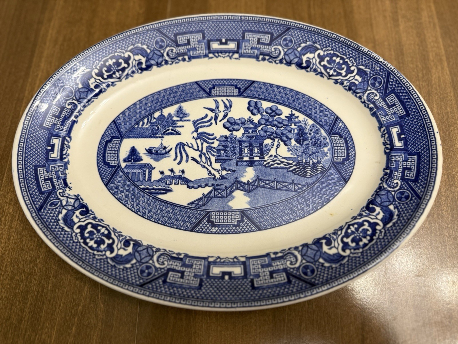 Homer Laughlin Blue Willow Oval Ceramic Platter C48N6 Glossy USA