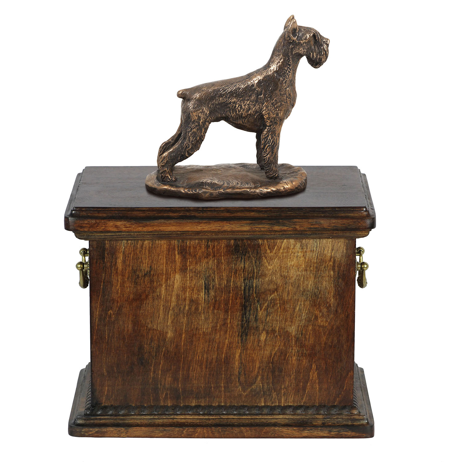 Schnauzer Wooden Urn With A Statue Art-Dog
