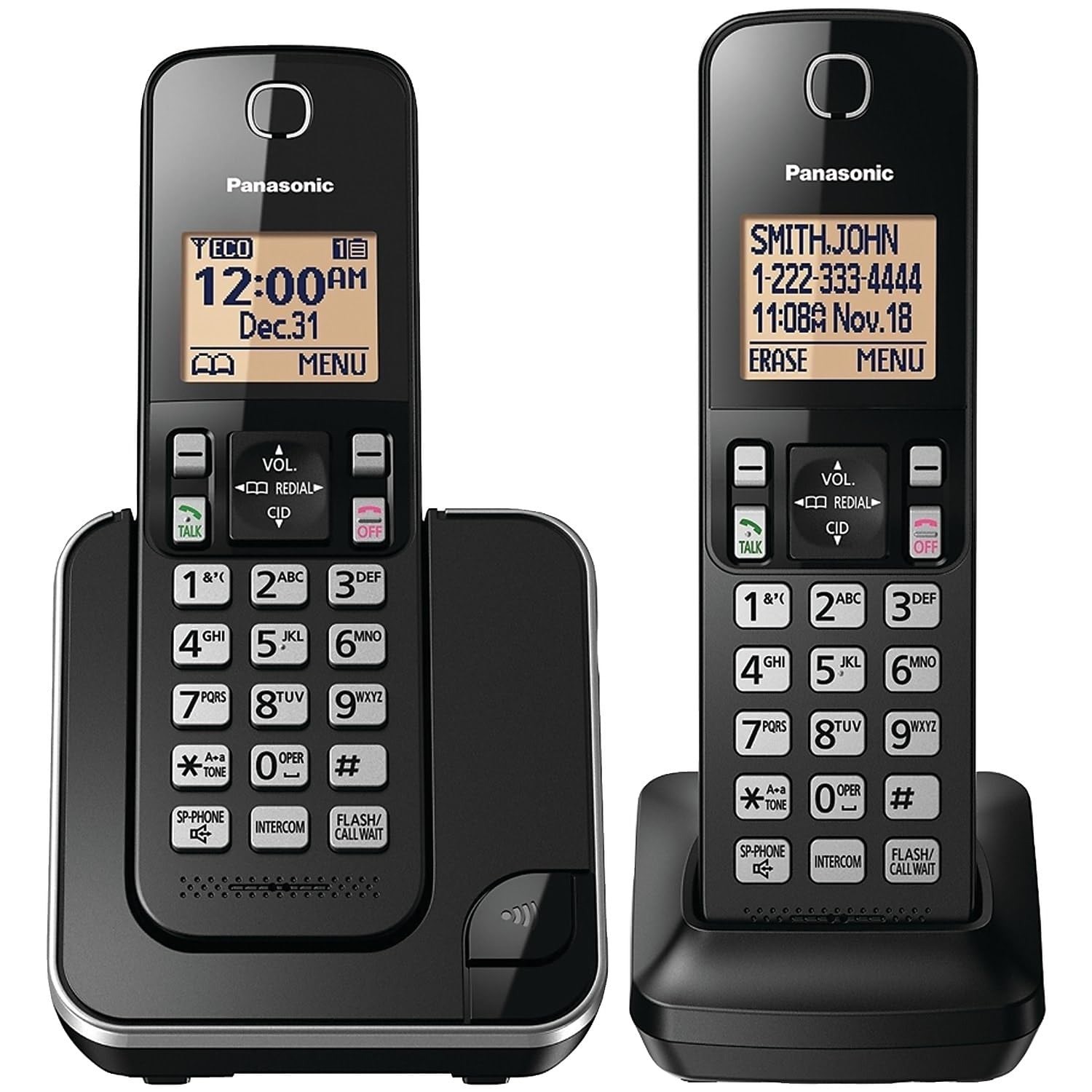 Panasonic KX-TGC352B Cordless Phone 2HS Expandable Amber LCD Black DECT Backlit