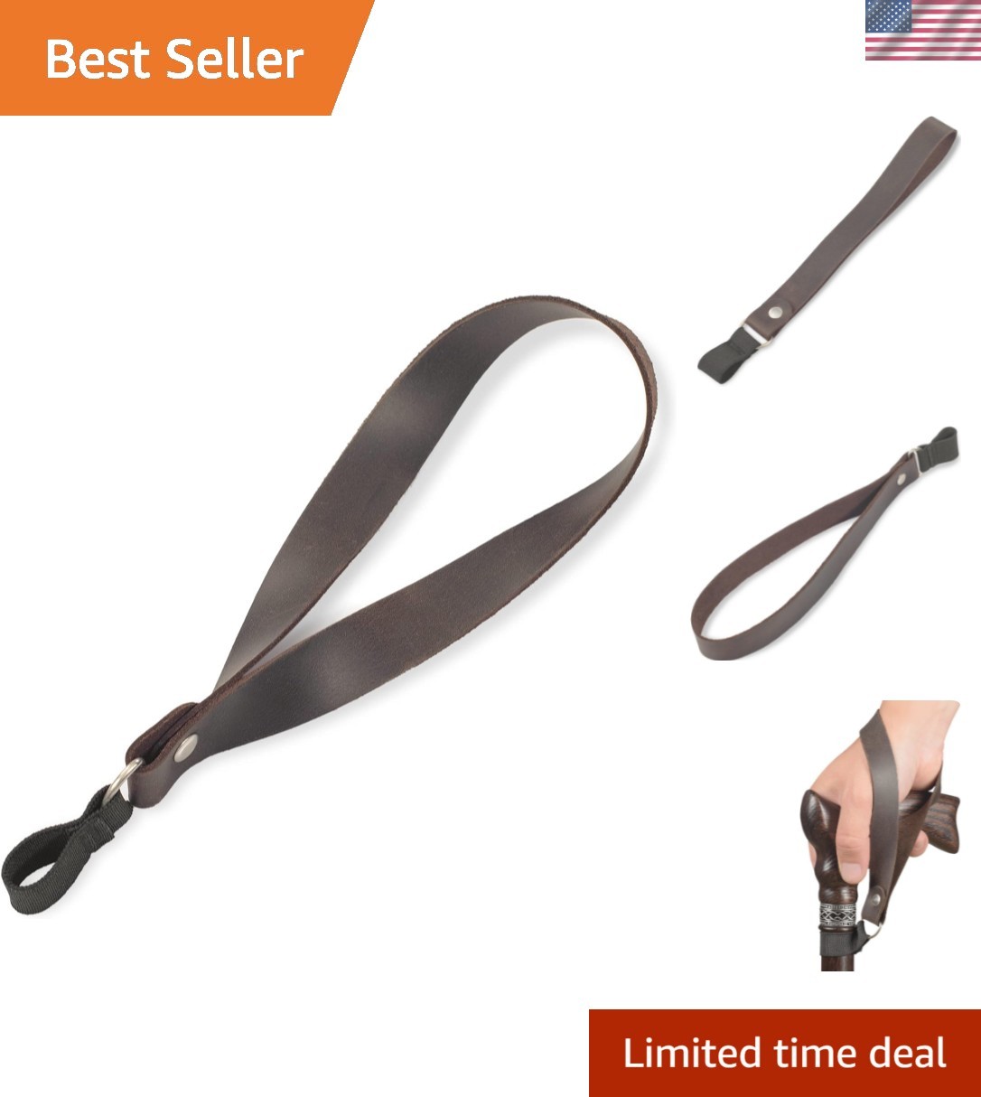 Handmade Leather Cane Strap - Stylish Wrist Strap for Canes and Walking Sticks