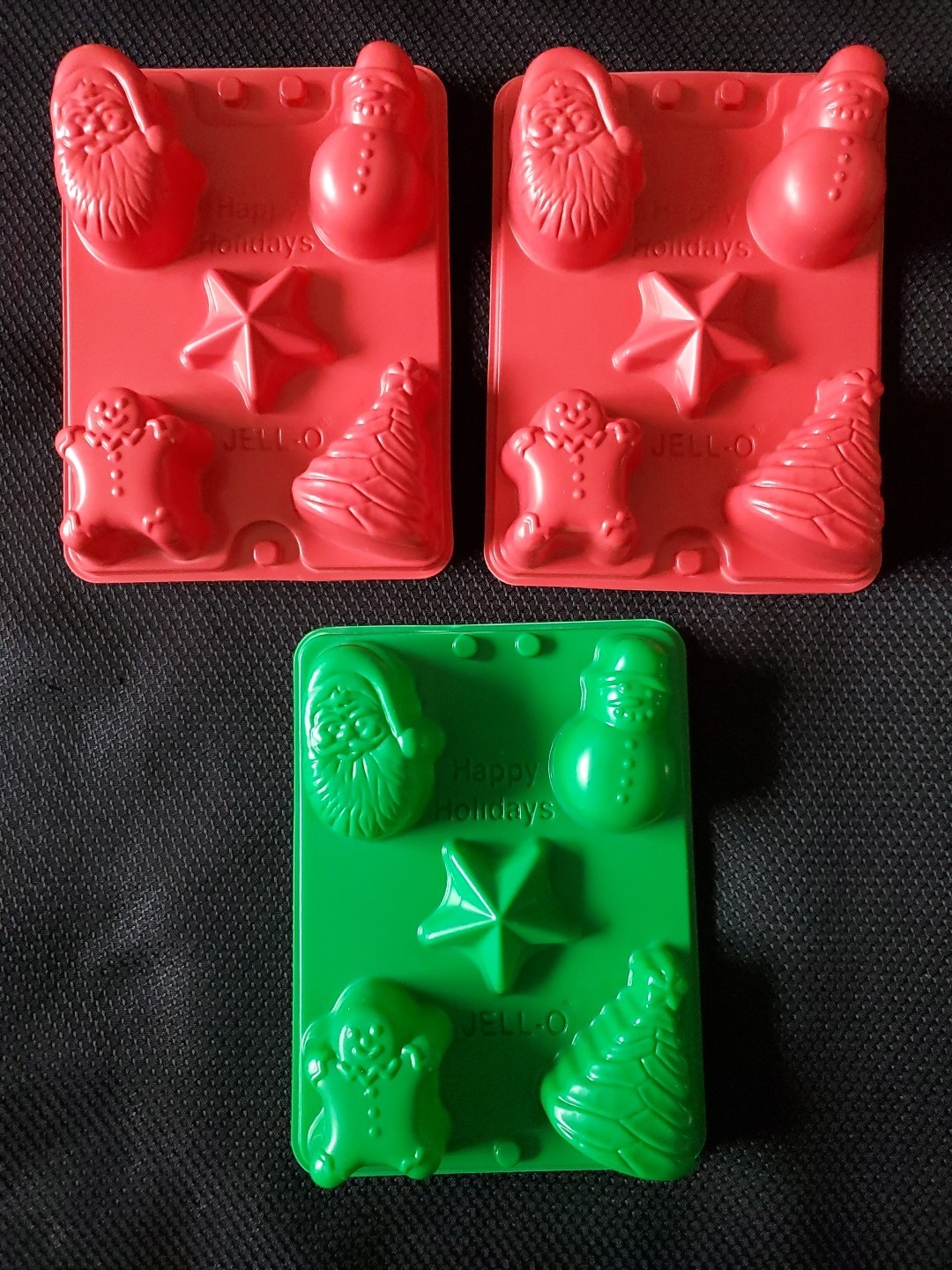 Jello Jigglers Happy Holidays Christmas Santa Tree Snowman Star Lot of 3