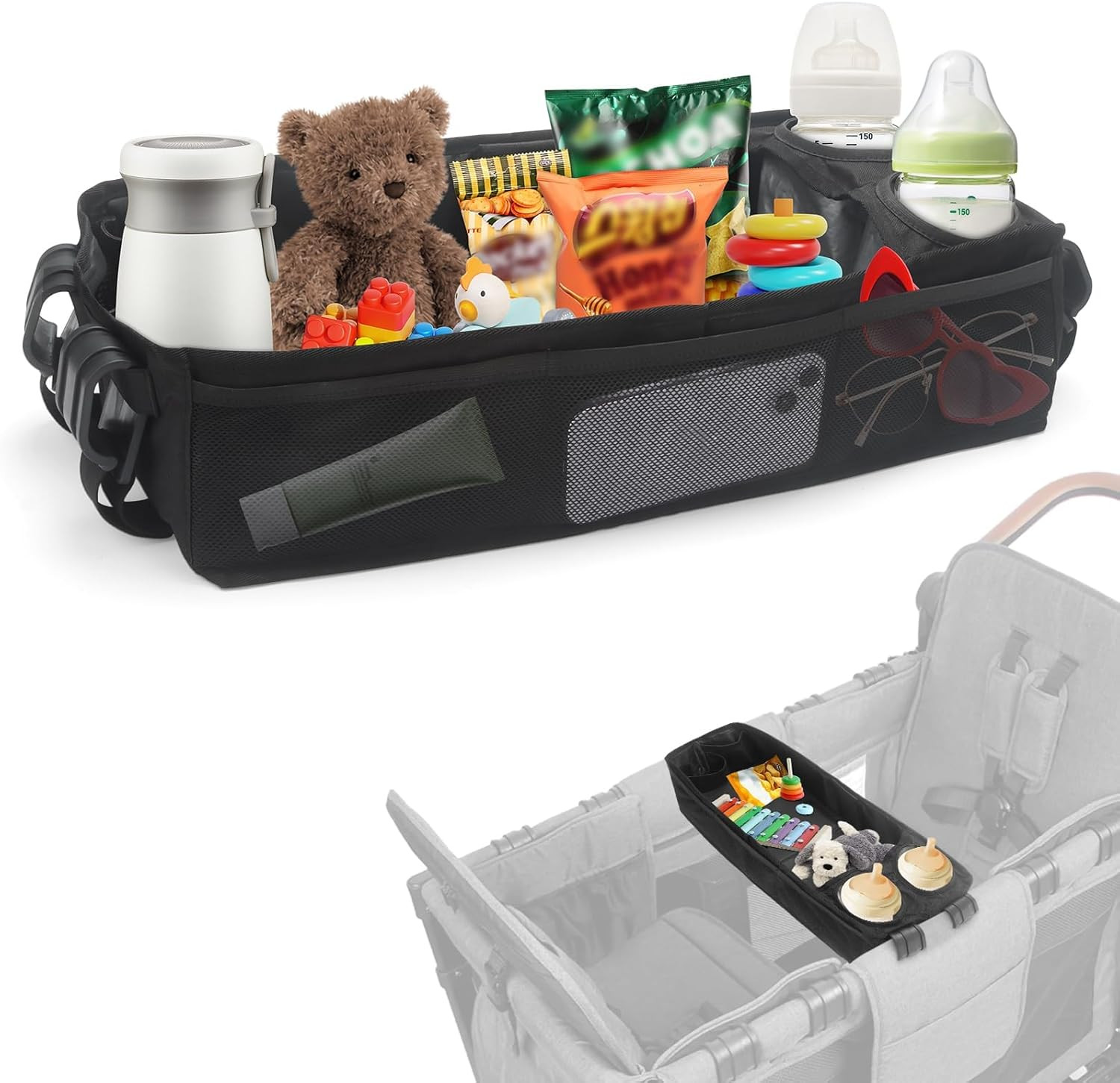 W4 Stroller Snack Tray for Wonderfold Wagon W4, Stroller Cup Holder Toy Storage 