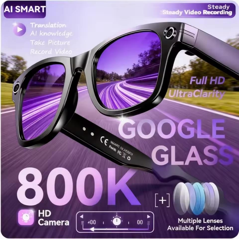 800W Camera AI Glasses Men Color-Changing Smart Translation Glasses Photo Video