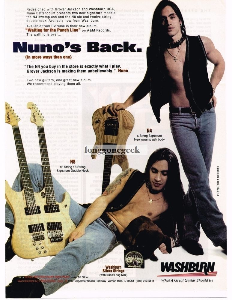 1995 Washburn Electric Guitars Nuno Bettencourt Extreme VINTAGE PRINT AD