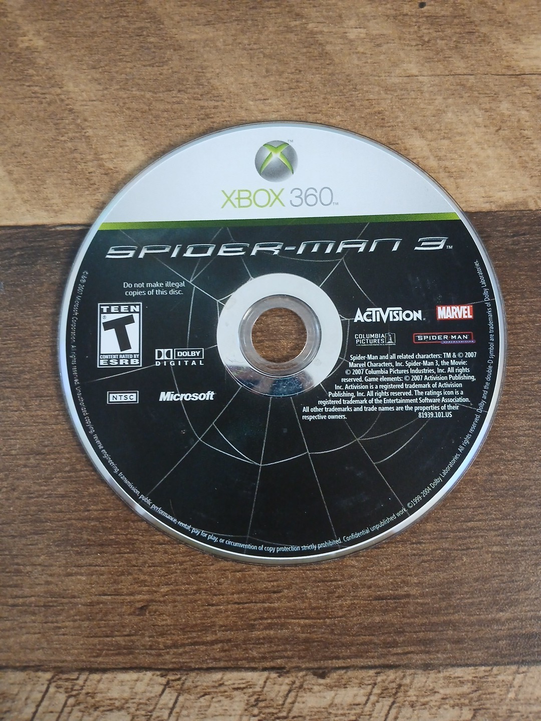 Spider-Man 3 (Microsoft Xbox 360, 2007) Game Only - Tested