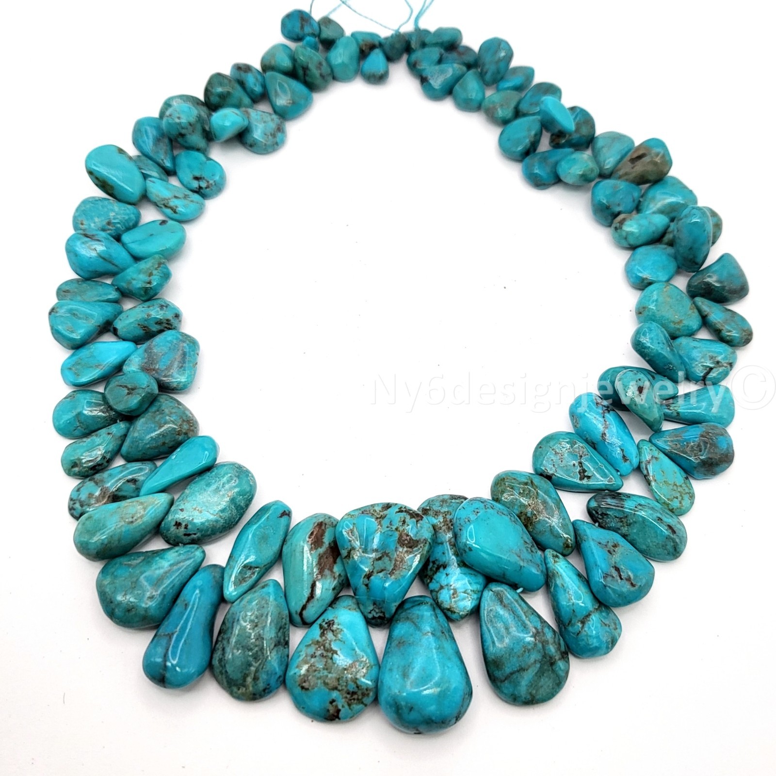 Graduated Turquoise Teardrop Nugget Beads for Jewelry Making (10x4-22x16mm)