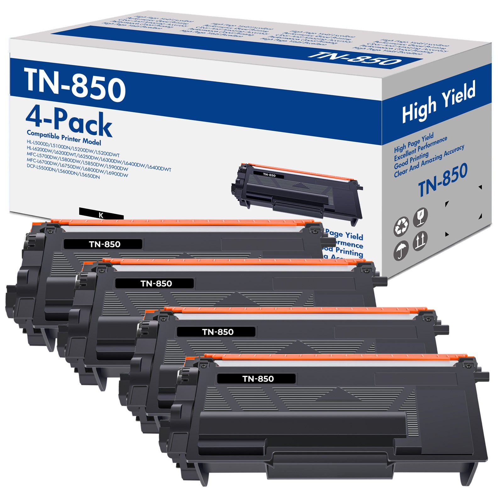 4PK TN850 Toner Cartridge Compatible For Brother MFC-L6700DW HL-L6300DW Printer