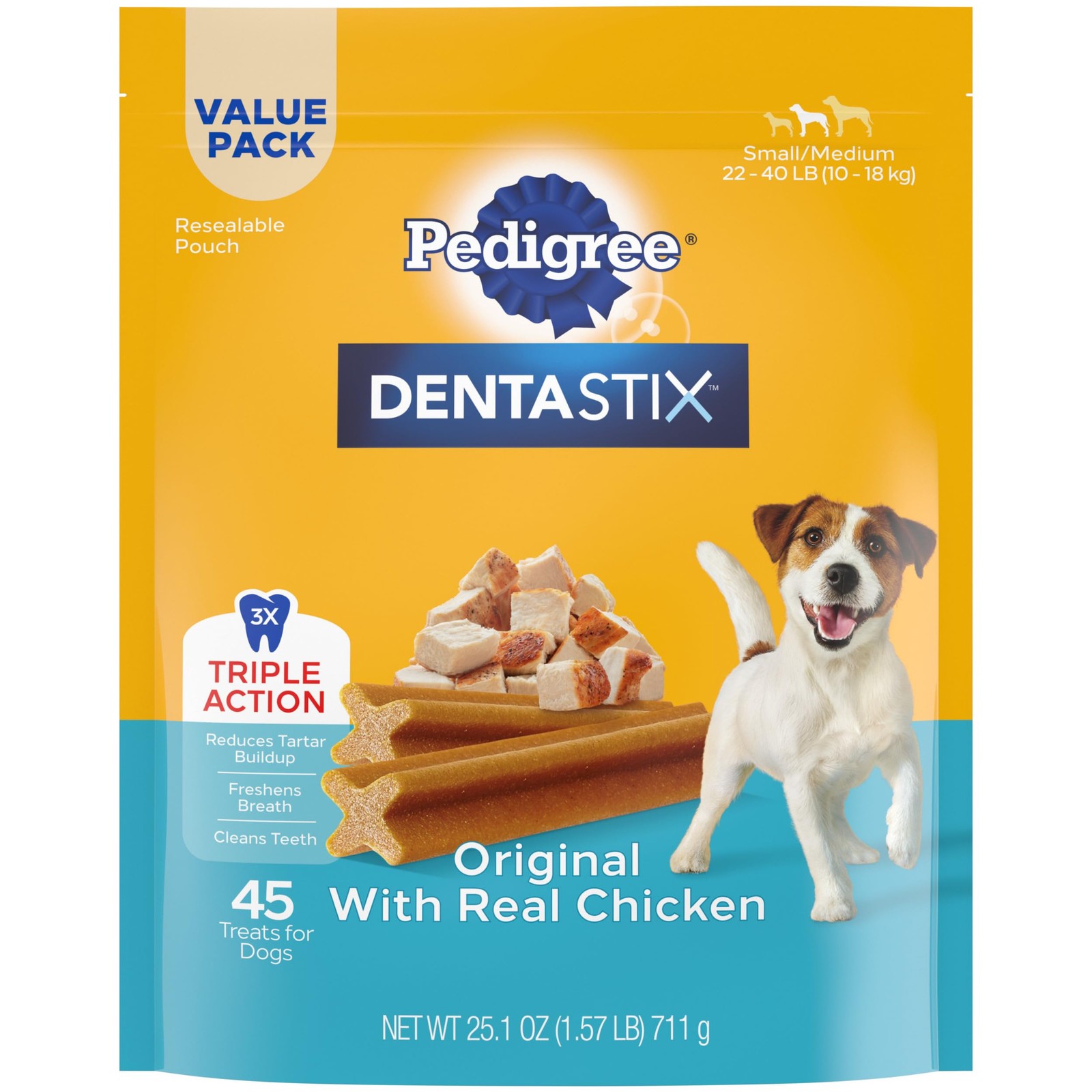 Pedigree Dentastix Small/Medium Dog Treats: Real Chicken, 21.1oz, 45ct