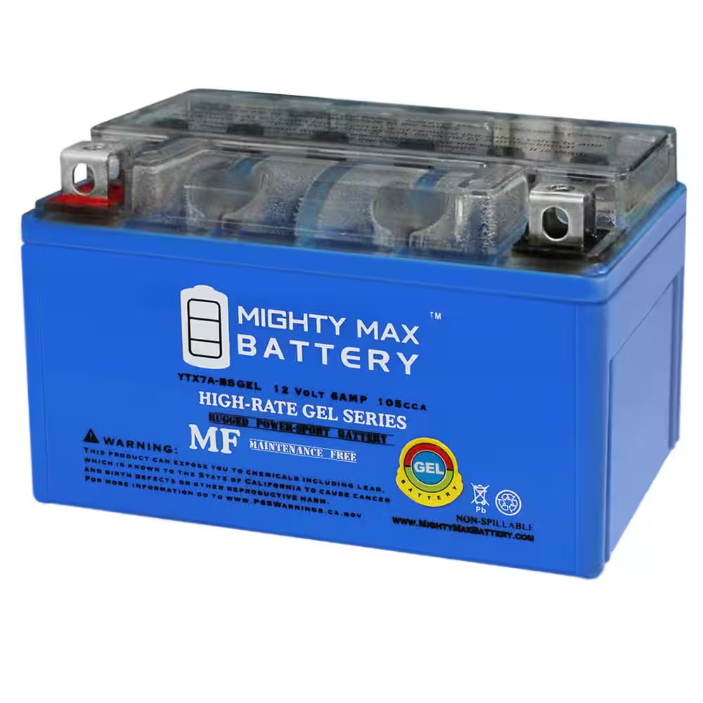YTX7A-BS GEL Battery Replacement for UTX7A-BS, MTX7A-BS