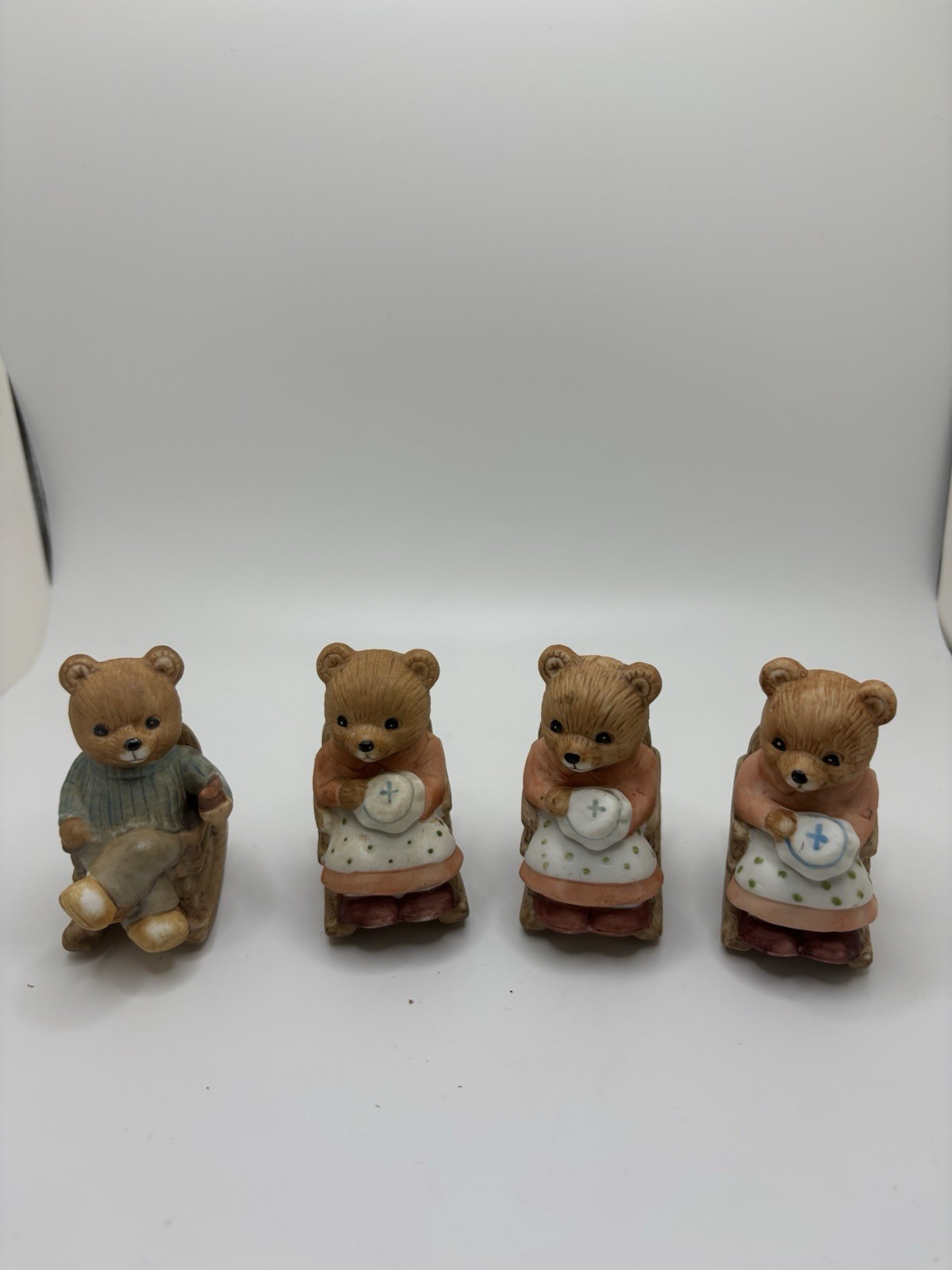 HCO Ceramic Bear Figurine Set of 4 Collectible Miniatures Animals 010
