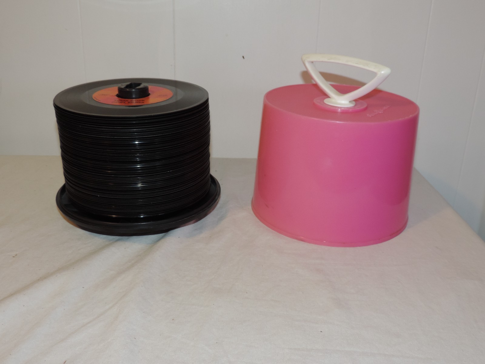 Vintage Pink Disc-Go-Case 45 RPM Record Tote Carrier With 60 Records~Rock~Pop