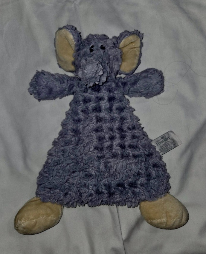 Nat & Jules Baby Purple / Gray Elephant Lovey Security Blanket Flat Plush Rattle