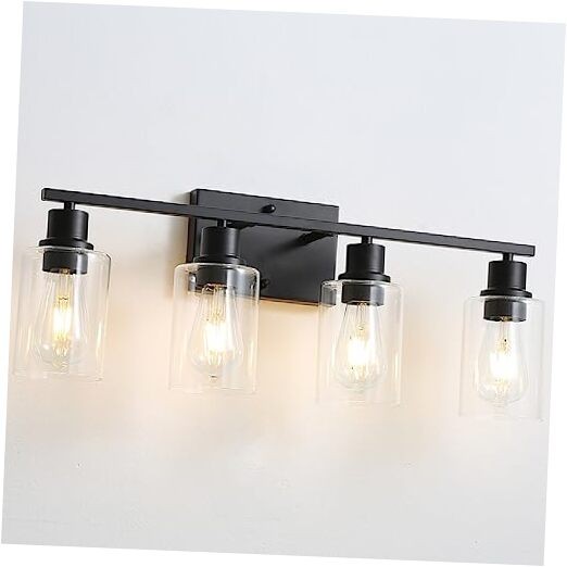 4-Lights Black Gallery Wall Sconces,Brushed Black Bathroom Black (4 light)