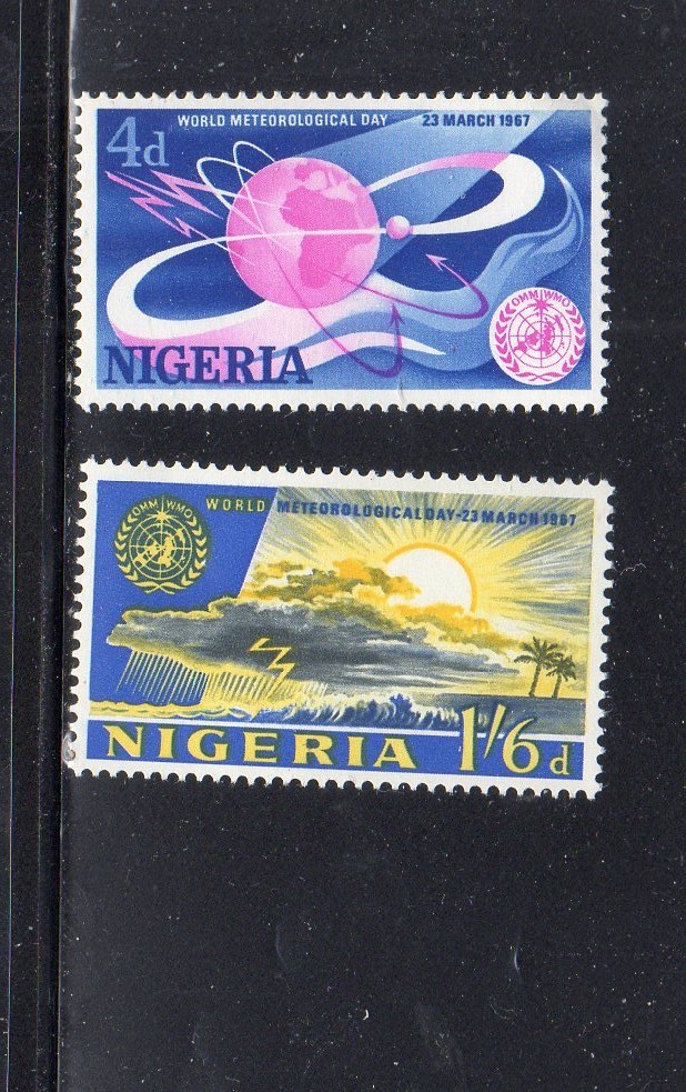 NIGERIA #209-210 1967 WORLD METEOROLOGY DAY MINT VF NH O.G 