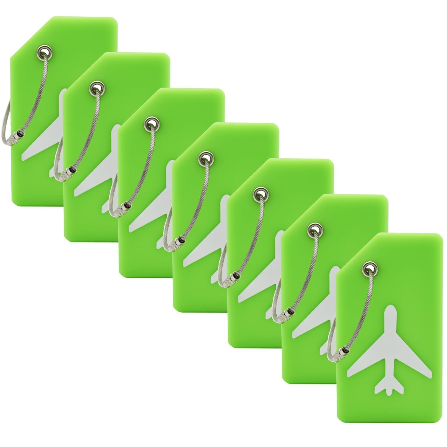 7 Pack Silicone Luggage Tag Baggage Handbag Travel Bag Tags Set of 7, Green 