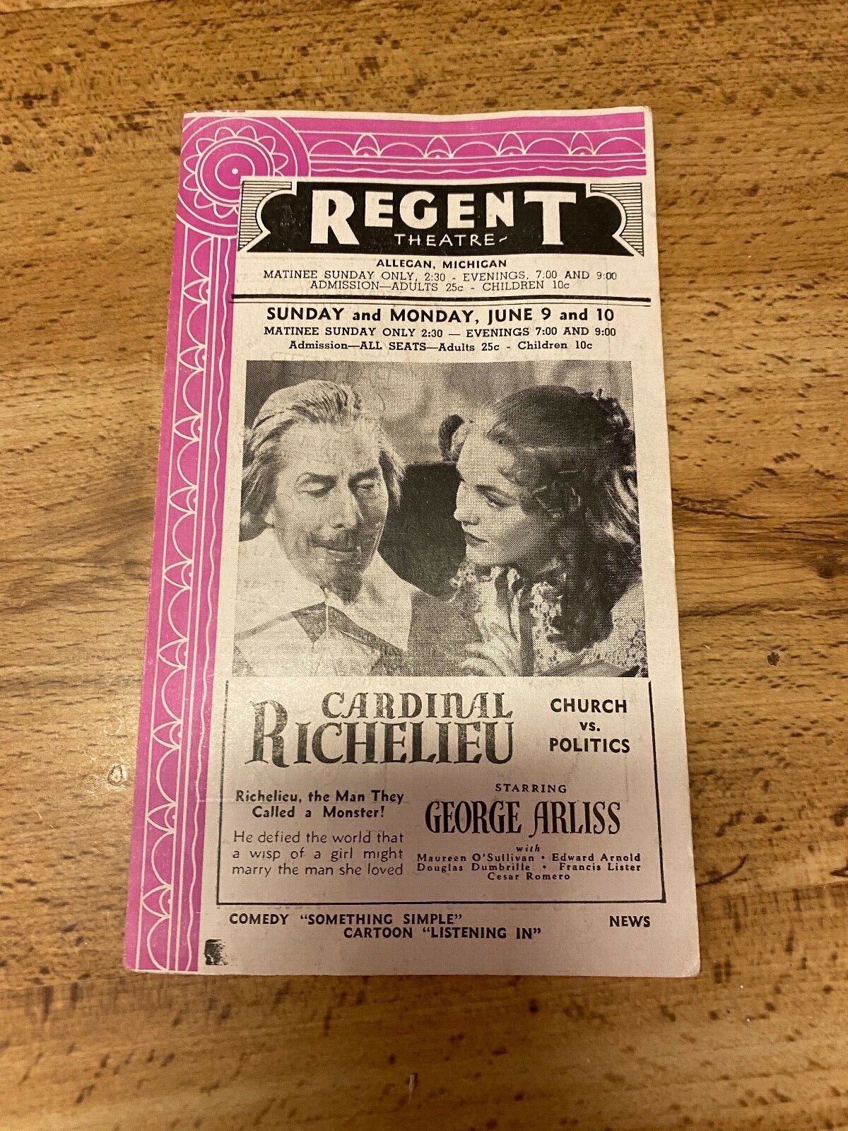 VTG Movie Flyer Advertising Regent Theatre MI George Arliss Princess O'Hara  