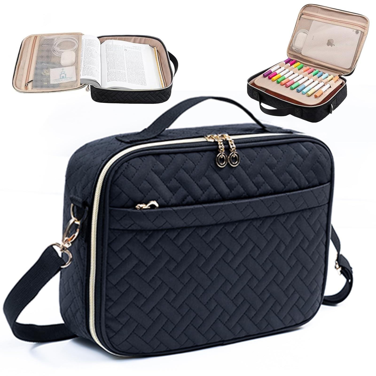 IMAGINING Bible Cover for Women - Stylish Large Covers - Large, Black 