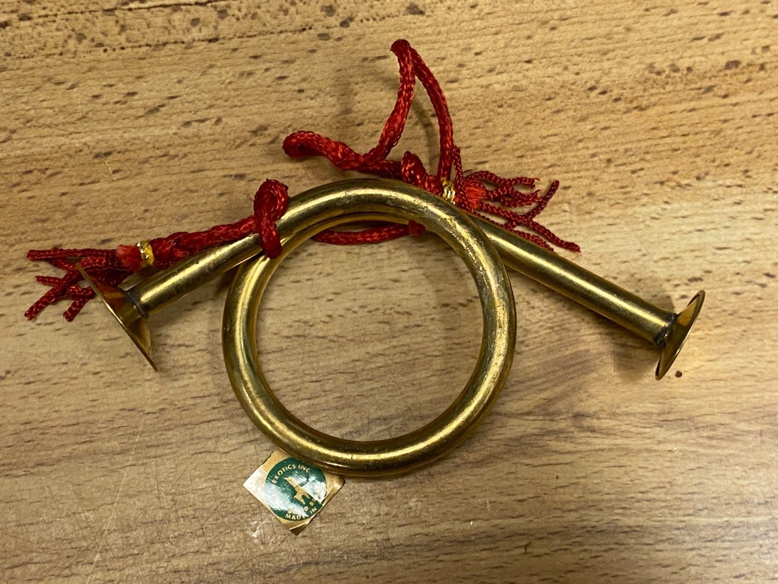 Vintage Brass French Horn India Christmas Ornament 3"