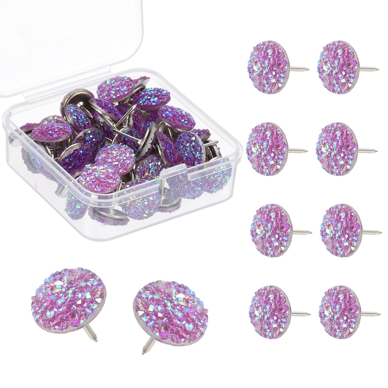 50pcs Diamond Dots, Decorative Dots With Shiny Rhinestones, Purple