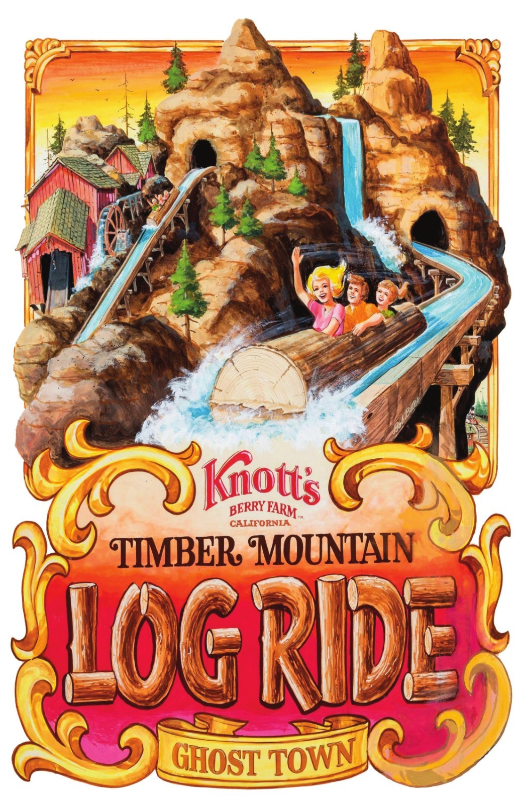 Knotts Berry Farm Timber Mountain Log Ride Retro Poster 11x14 11x17 12x18 13x19