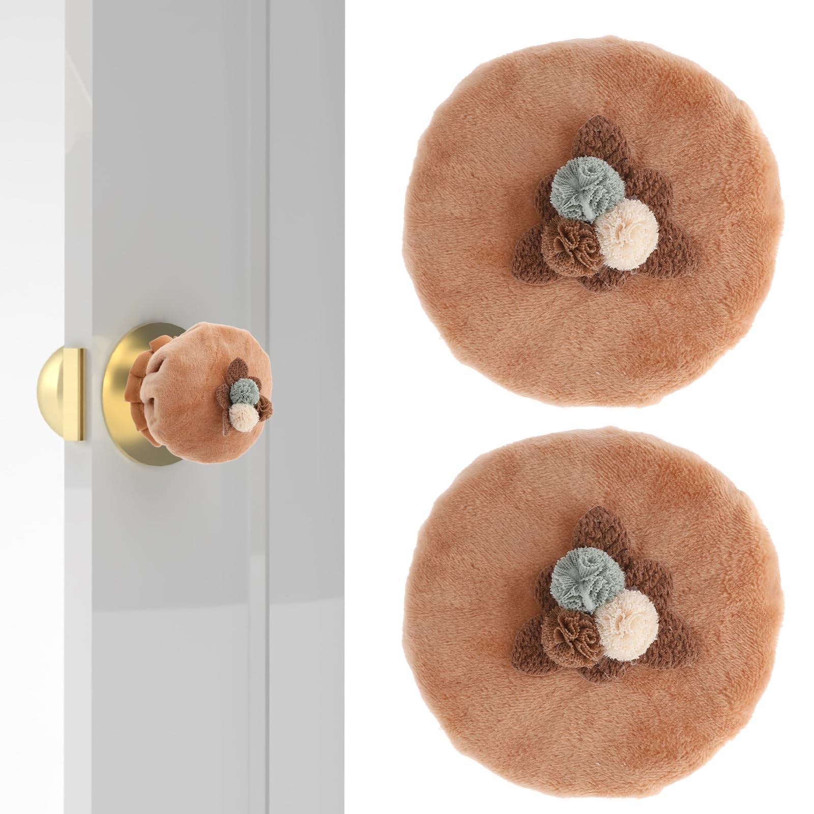 TIESOME 2 PCS Door Knob Covers for Round Door Handle, Flower Shape Door Knob ...