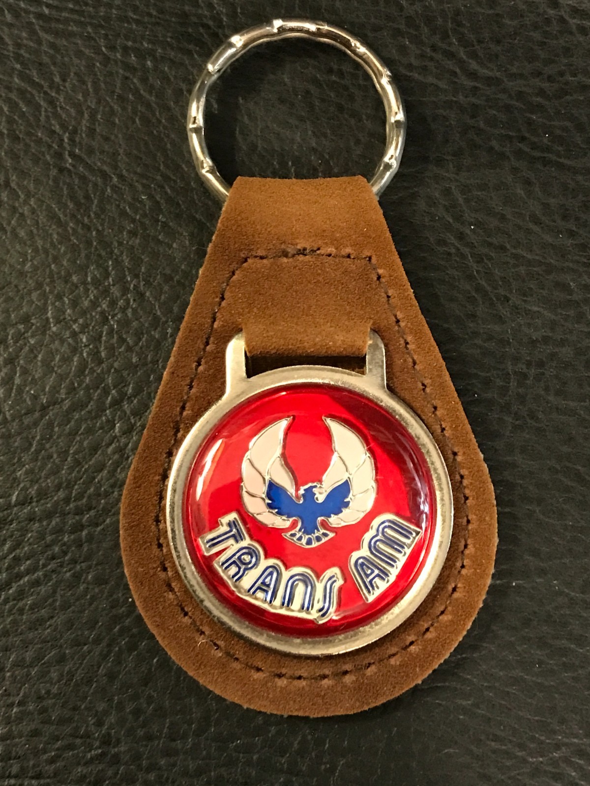 Vintage Brown Leather TRANS AM Key Ring Chain Fob