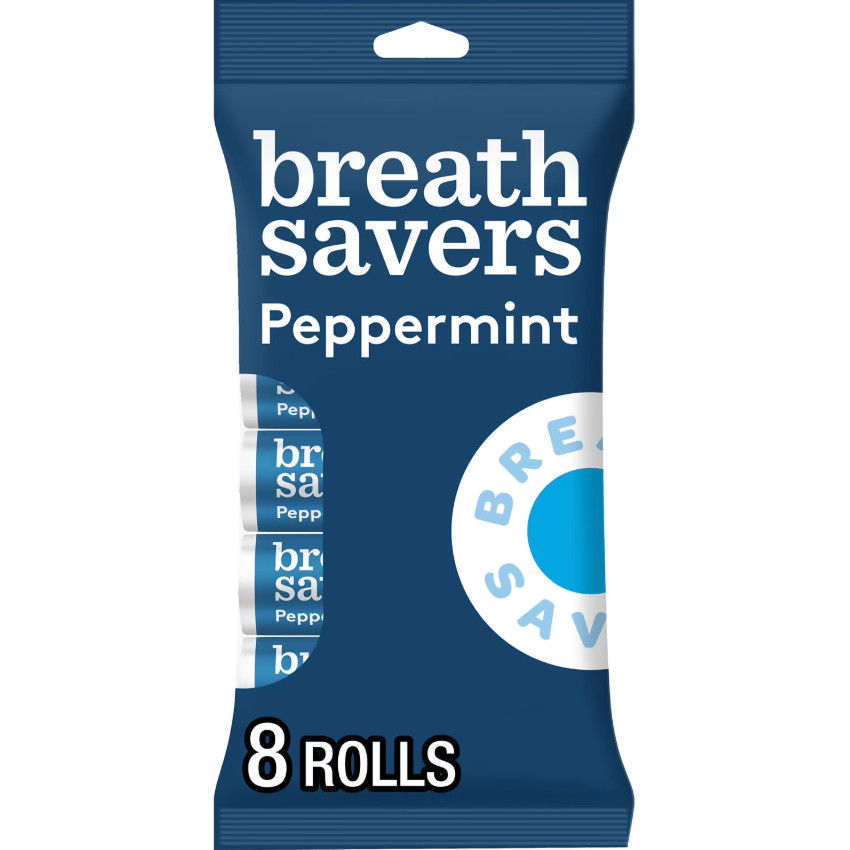 Breath Savers Peppermint Flavored Sugar Free Breath Mints, Rolls 0.75 oz 8 Count
