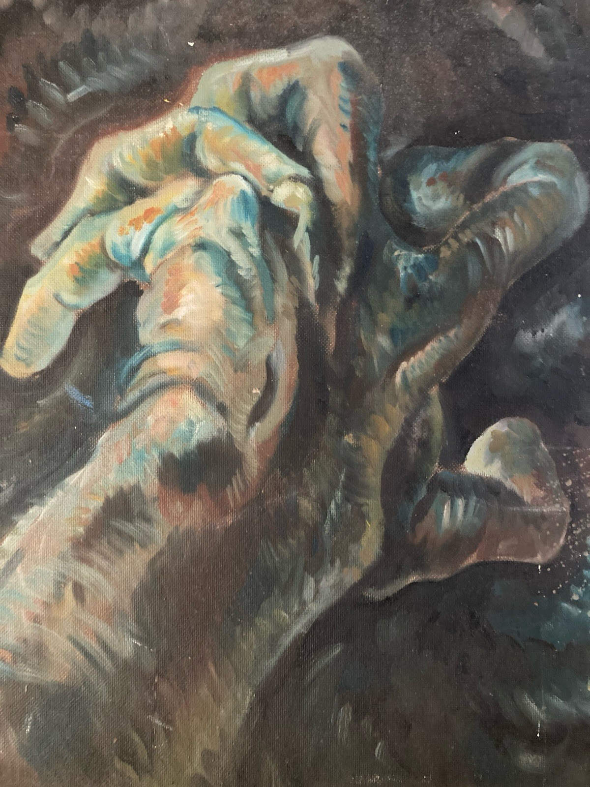 peinture huile panneau Bois Expressionnisme Fauve Expressionniste 1950 Main Art