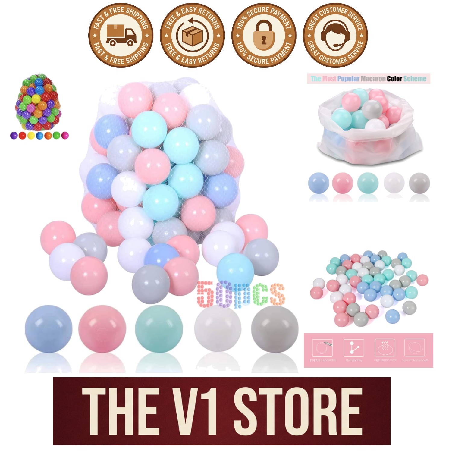 Colorful 50 Pack Ball Pit Balls for Safe Play - Perfect Birthday Gift for Kids