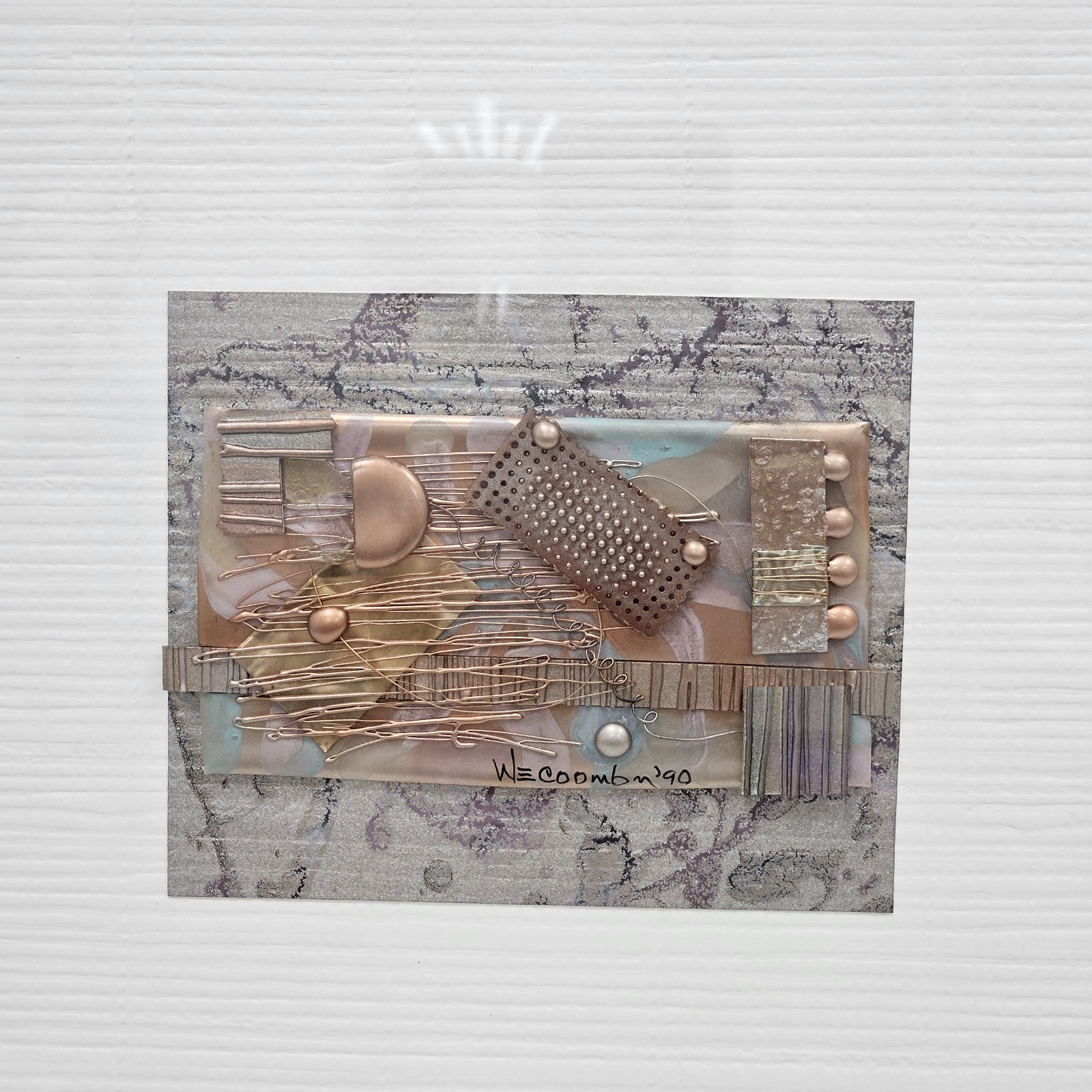 BRUTALIST MIXED METAL WALL ART ABSTRACT BIOMORPHIC SHAPES SIGNED COOMB 1990 