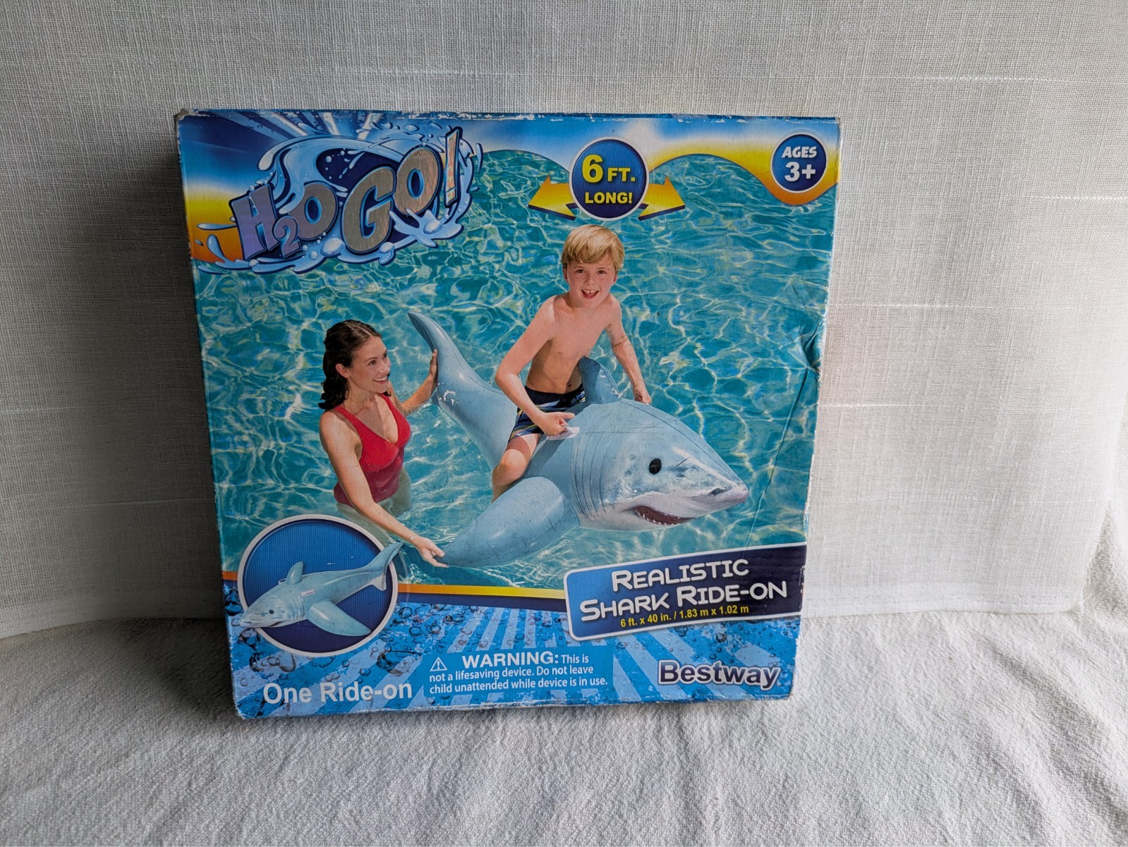 H2O GO! Shark Ride-On Inflatable Pool Float 6ft Long Kids Swim Toy Heavy Duty