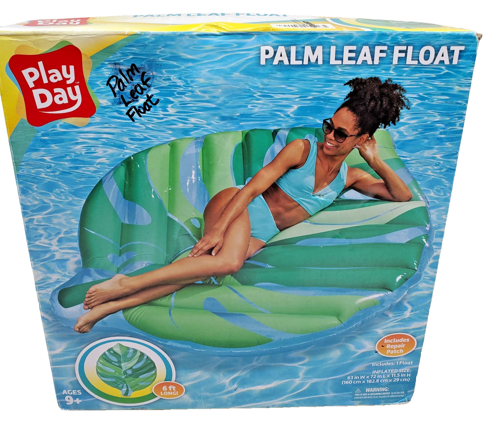 6' XL Palm Leaf Water Float Pool Beach Lake Boat Inflatable Decoration Ages 9+