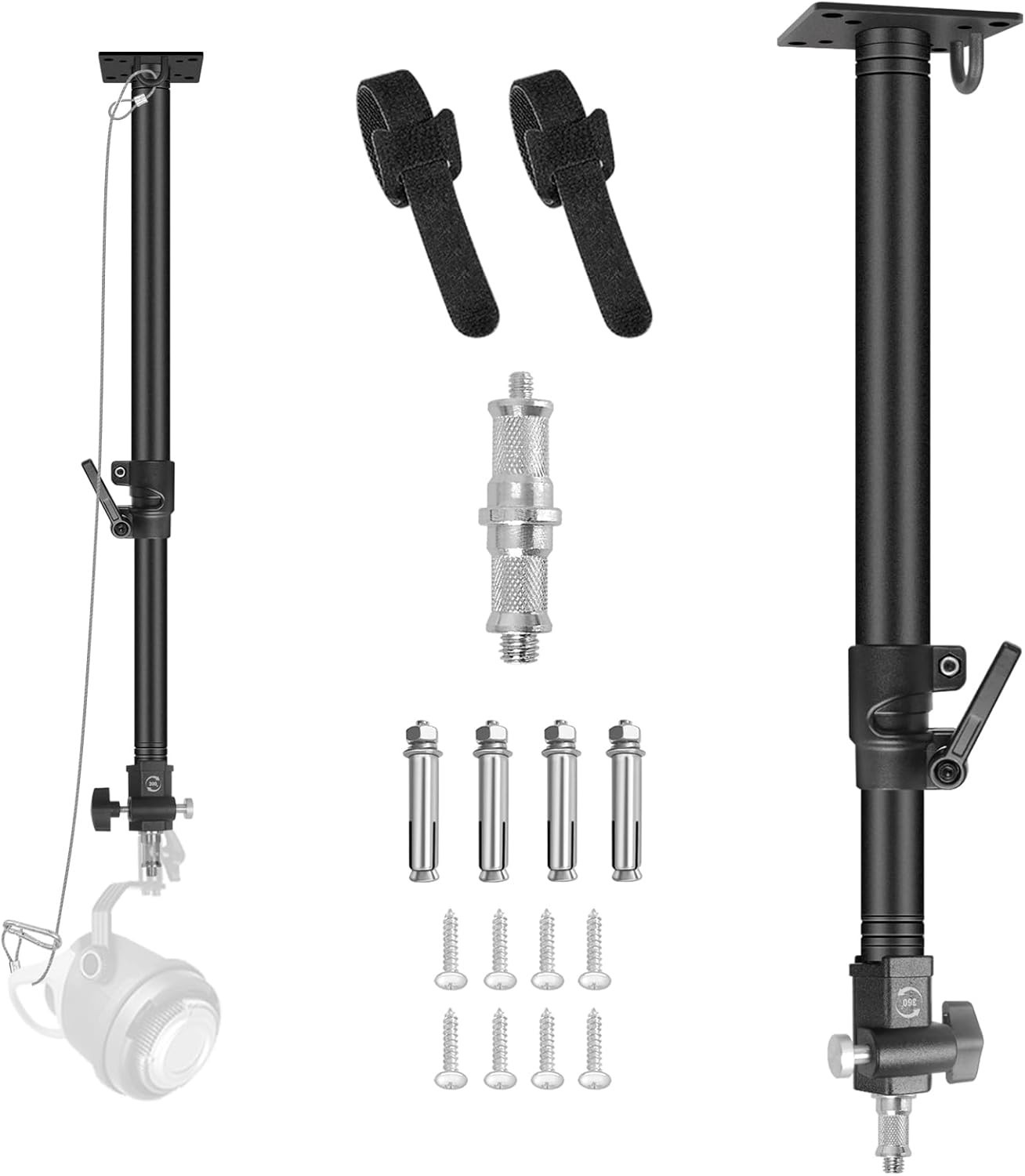 Photography Studio 30" Ceiling Wall Mount with 1/4" 3/8" Adapter, Camera Wall