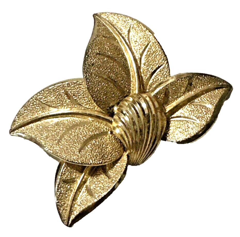 Vintage Rodi & Wienenberger FLORALIA Brooch Art Deco Leaf Gold Tone Pin 1.75"