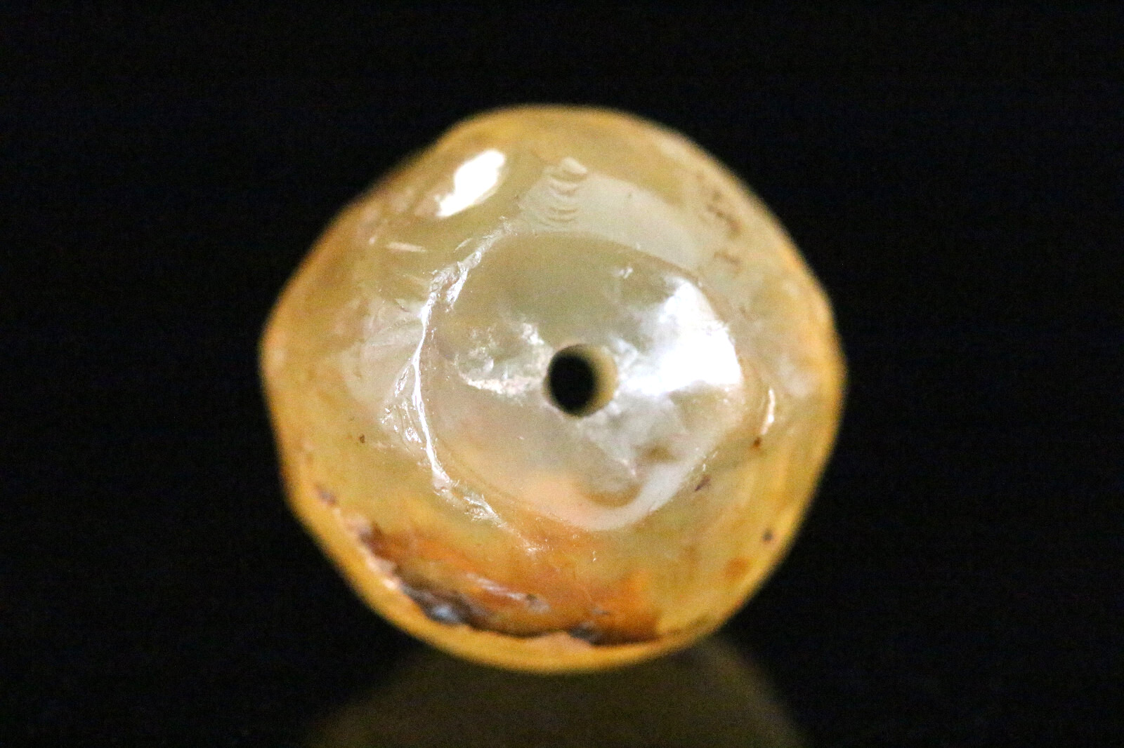 Rare Gandhar Ancient Amber Chalcedony Bead, Striped Gemstone 16mm Antique #A468