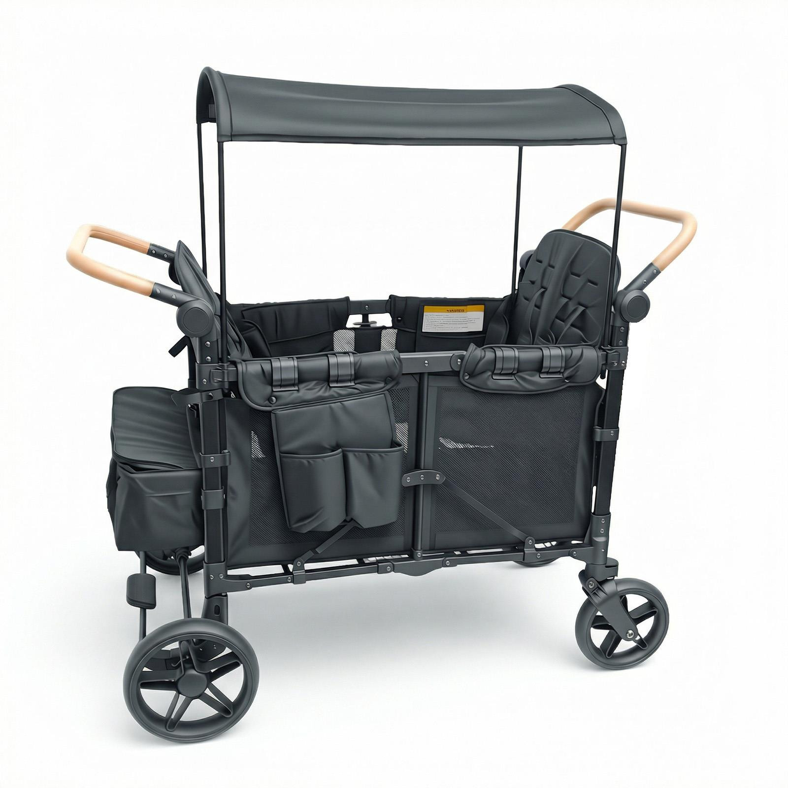 Foldable Collapsible Wagon Stroller w/Seats Featuring Safety Harnesses